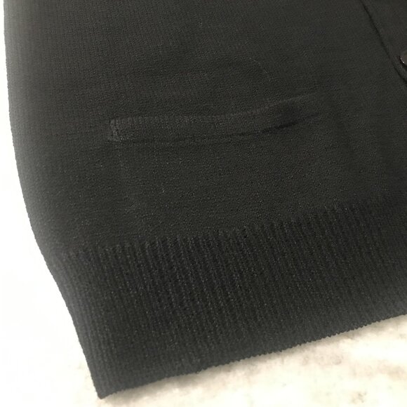 St. John Cardigan Sweater Womens XL Black Button Front V Neck Knit Pockets Long - Picture 10 of 12
